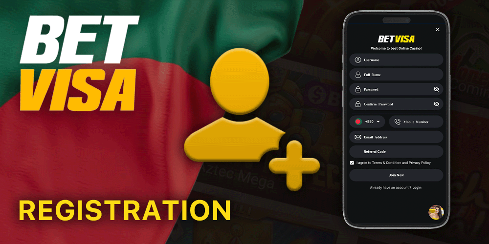 Instructions on how to register new players on the BetVisa mobile app